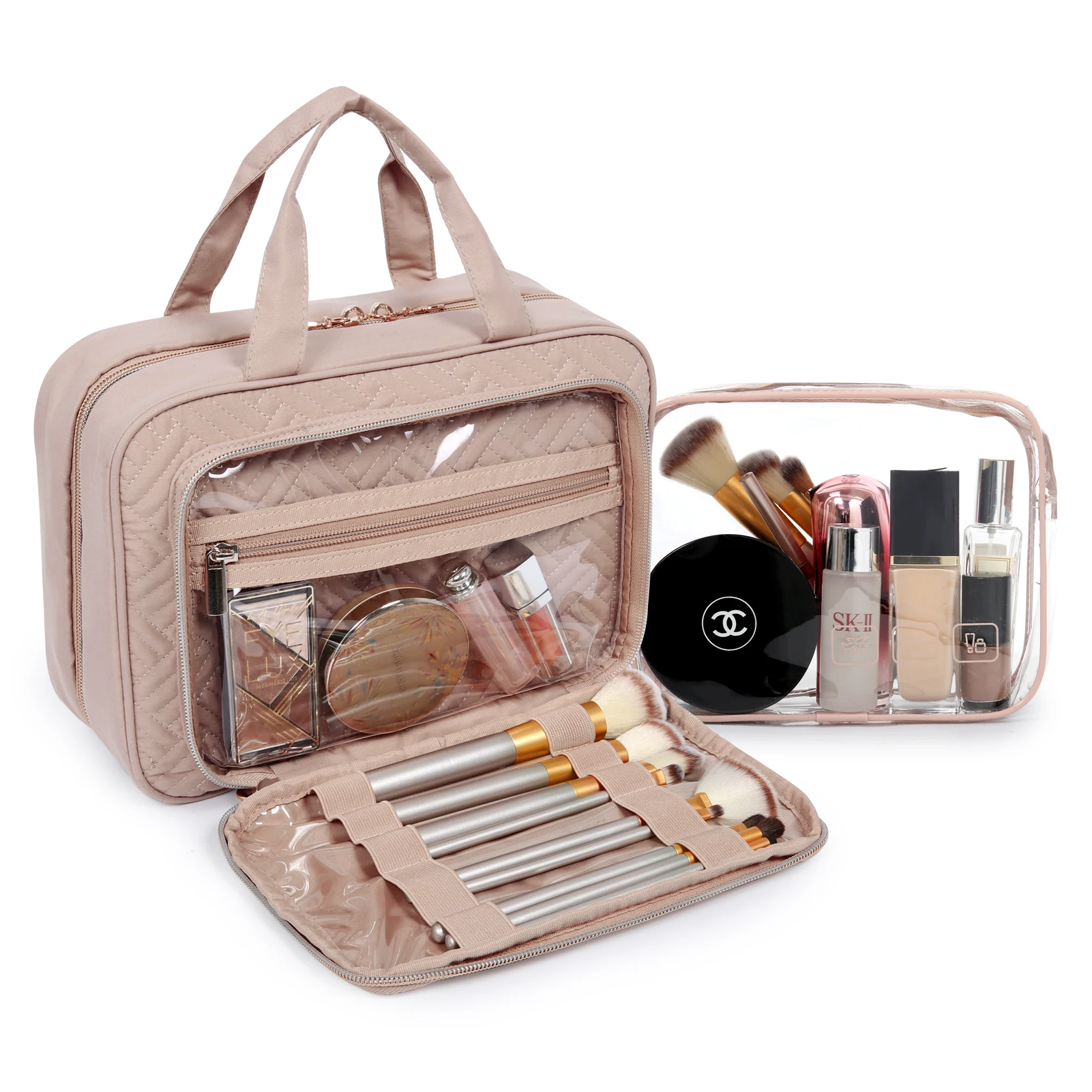BAGSMART Damen-Kosmetiktasche für Make-up, Organizer-Tasche, Reisetasche, große wasserdichte Kulturbeutel, Damen-Make-up-Tasche