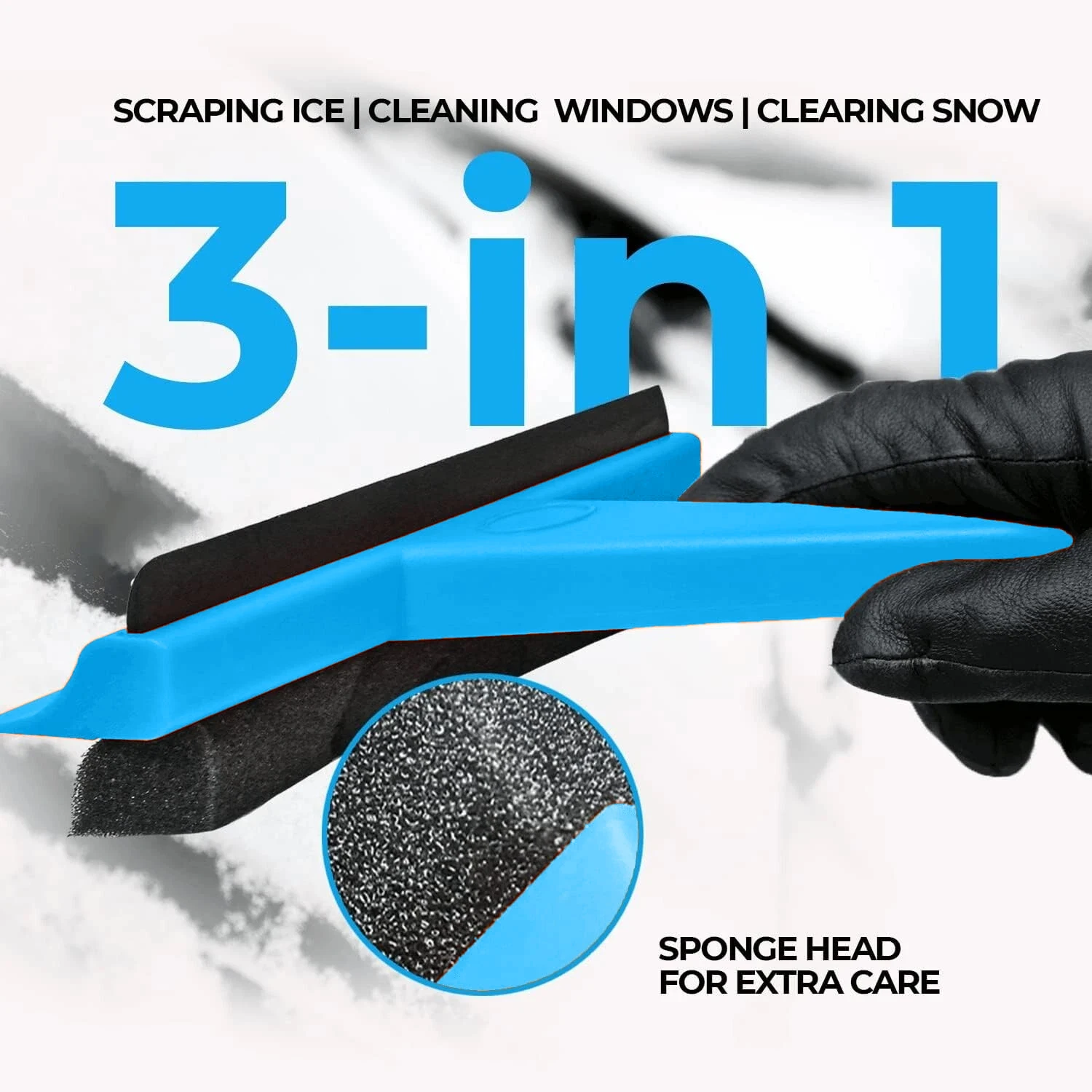 

3-In-1 Ice Scraper Car Window Squeegee Wiper Water Snow Clean Scraping Tool Auto Window Windscreen Frost Snow Winter