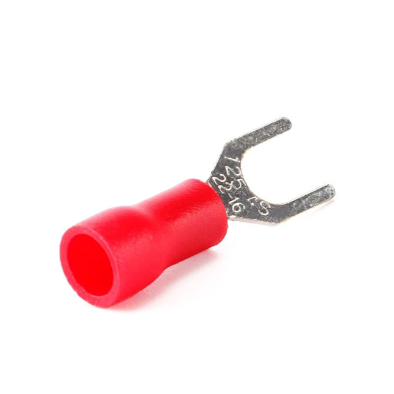 100Pcs Insulated Fork Spade Wire Connectors U Type Electrical Crimp Terminal for 22-10AWG SV1.25-3.2 SV1.25-4 SV1.25-5 SV2-3.2