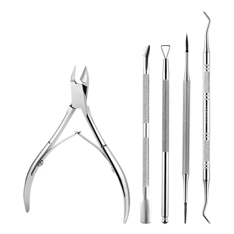 1-6 pçs conjunto de ferramentas de manicure arquivo de unhas de aço inoxidável para remover pele morta ferramentas de manicure alicate de pele morta kit de ferramentas de cuidados de arte do prego