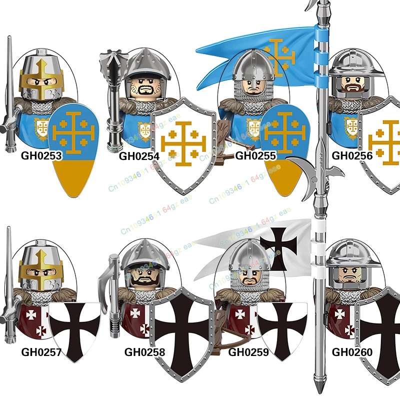 Medieval Holy Sepulchre Hospital Crusader Knight Shield Weapon Action Figure Heavy armor Soldier Building Block Kids Toys BR880 - Image 4