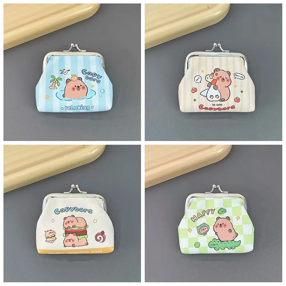 Portable Fashion Mini Capybara Coin Purse Cute Cartoon Wallet Korean Style PU Leather Lovely Animal Clutch Bag