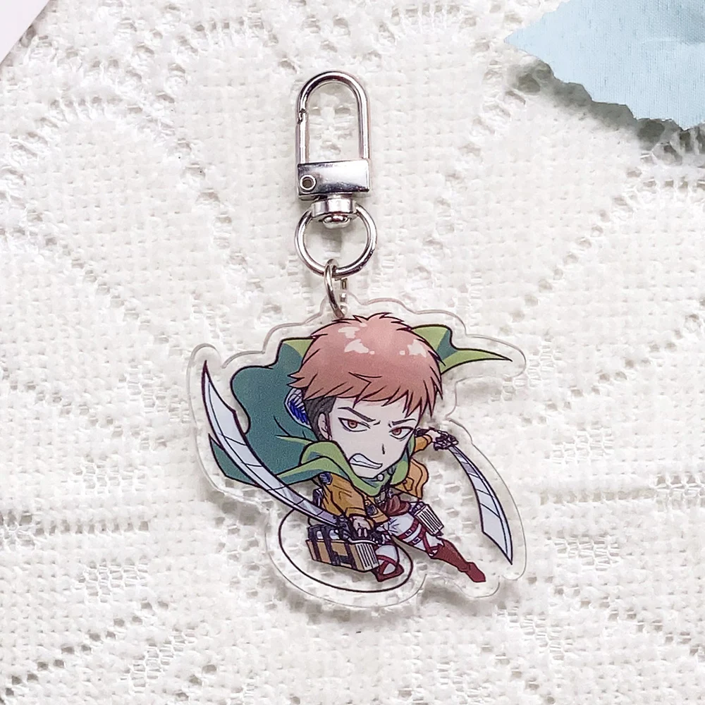 1/7PCS Anime Attack on Titan Green robe Acrylic Car Keychain Accessories Keyrings Friends Gifts Bag Charms Cute Backpack Pendant image 5