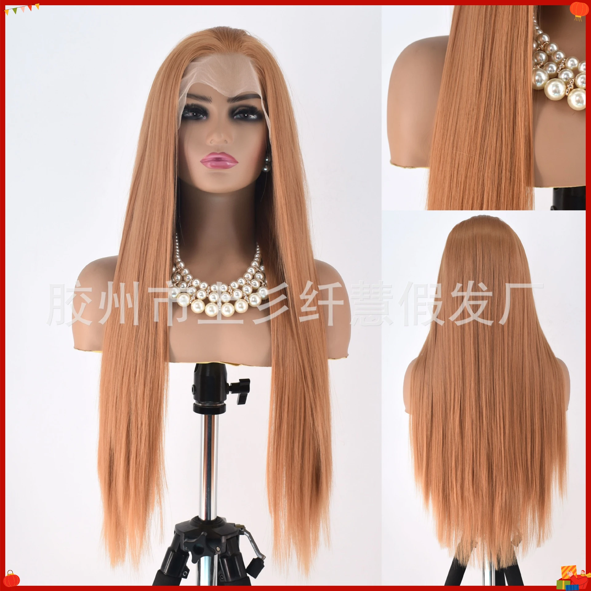 Synthetic Ombre Ash Blonde Long Straight Lace Wig for Women, Matte Fiber Hand Tied, Natural Parting, Cosplay Party Daily Wear