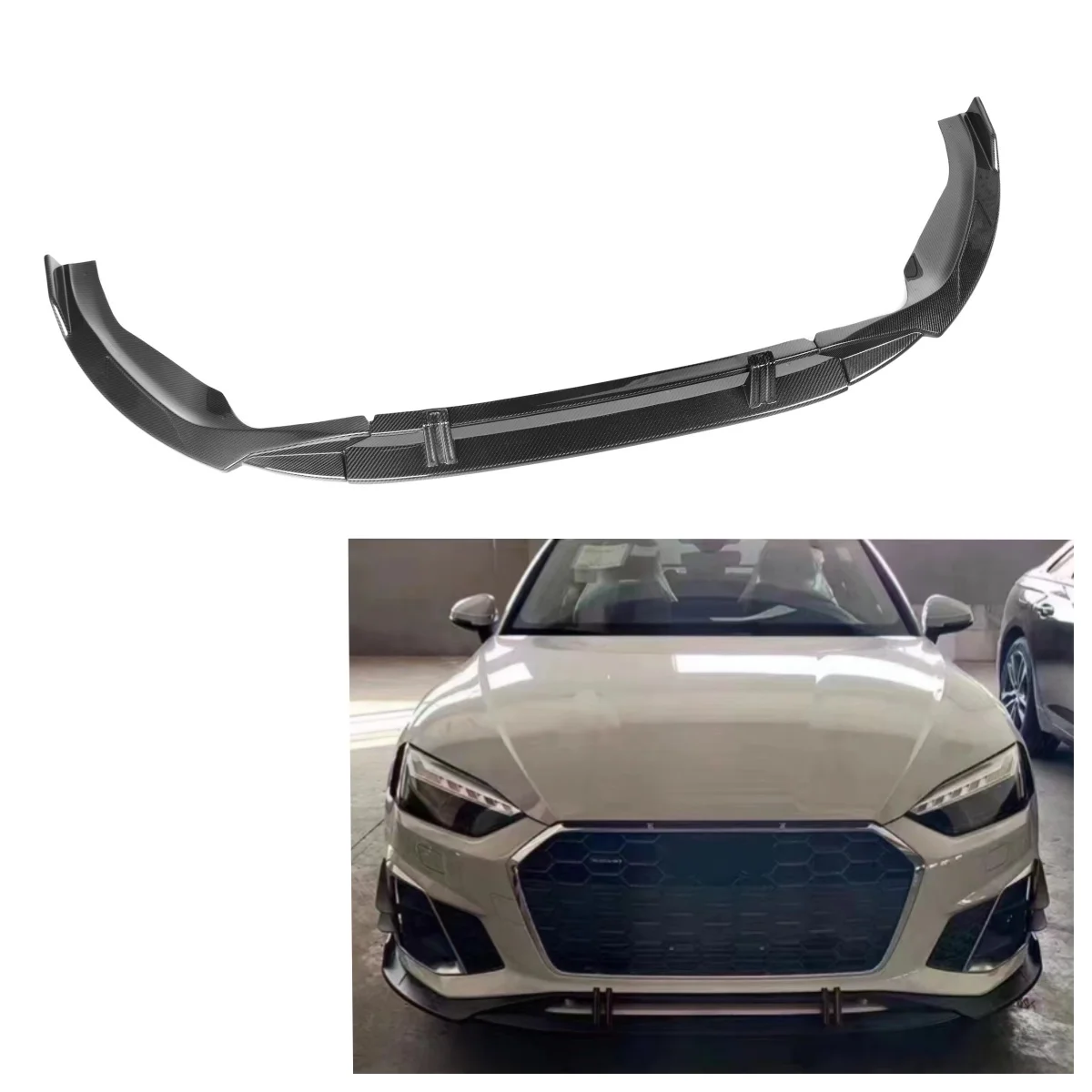 for High Quality Carbon Fiber 4 Piece Front Lip for Audi  A5 B9.5 S5 Sline Sedan 2021+ Auto Part A5 Car Front Bumper Lip
