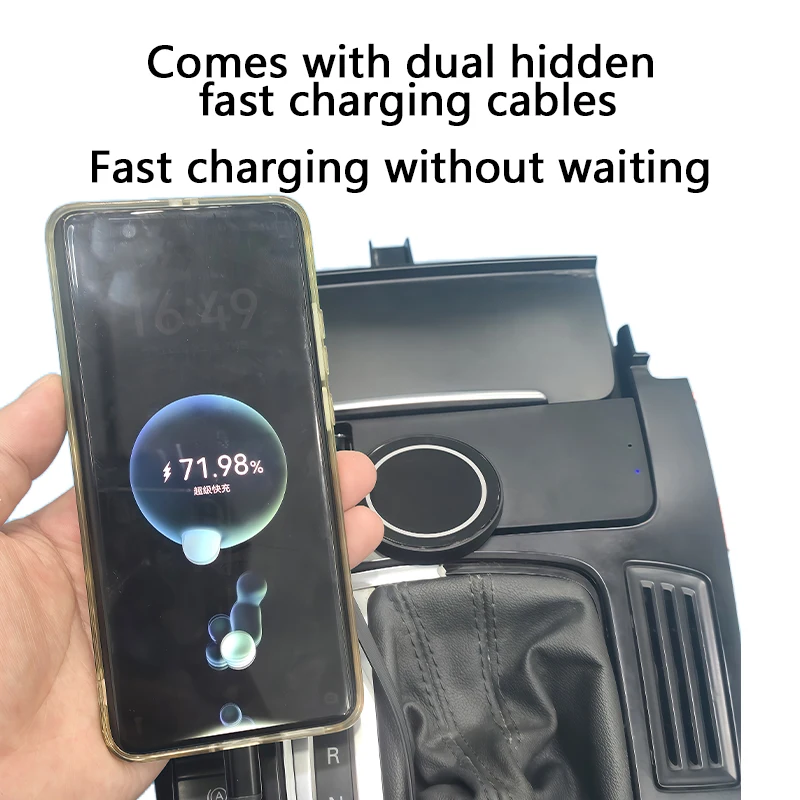 For Audi Q5/A4L/A5/RS4/RS5 magnetic wireless car charger with built-in retractable data cable for fast charging For Samsung view 3