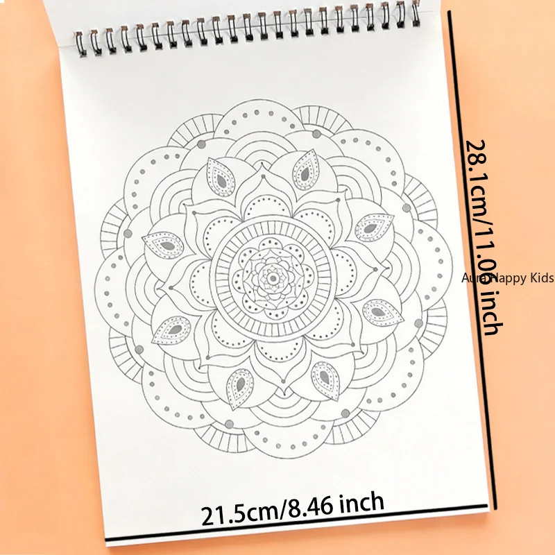 Zen Mandala Healing Coloring Picture Book, Adult Stress Relieving Meditation Focus Hand Drawn Coloring Picture Book, 20 Patterns