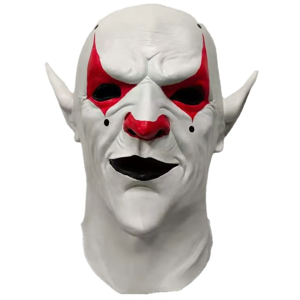 Gruseliger Dämonen-Clown Vollkopf-Latexmaske mit Spitzohren, Monster-Maske für Erwachsene, Halloween-Cosplay, Maskerade-Party, Horror-Kostüm-Requisite – Detail 5