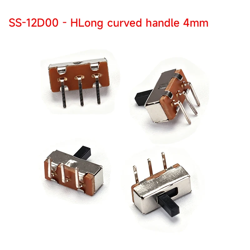 5PCS Miniature Power Toggle Switch Single-Row Horizontal Bent Pin SS-12D00 4mm Handle Length for Electronics