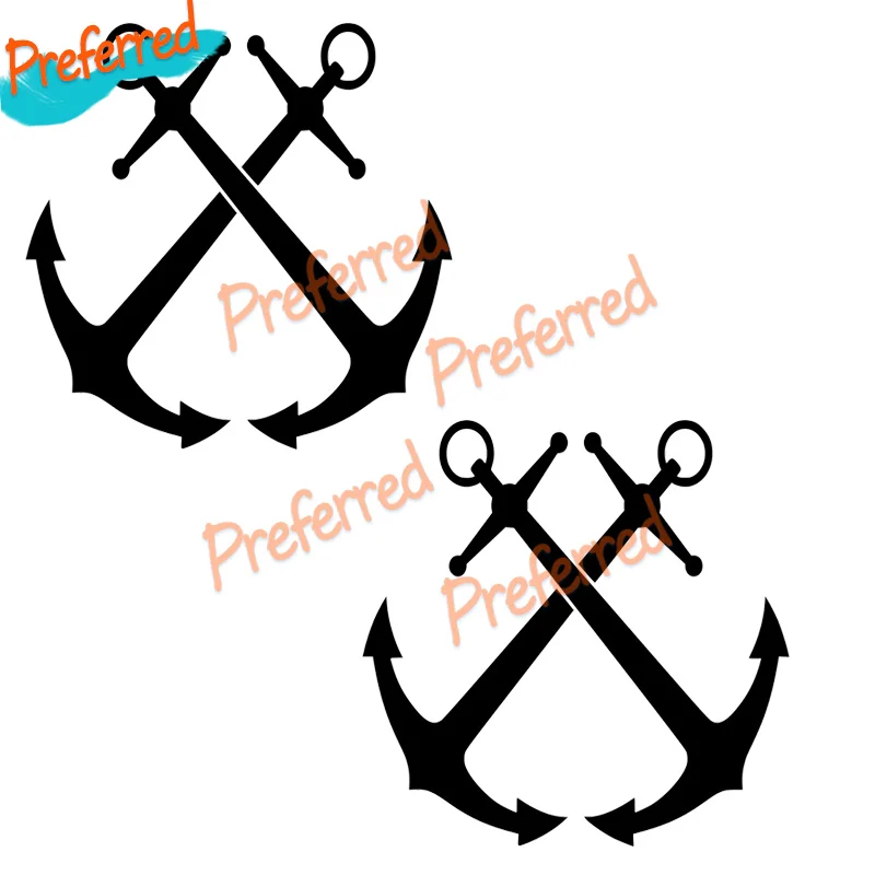 2x Crossed Anchors Vinyl Decal - Boating Beach Ocean Summer Die Cut Sticker Customizable in Any Sticker Size - No Background