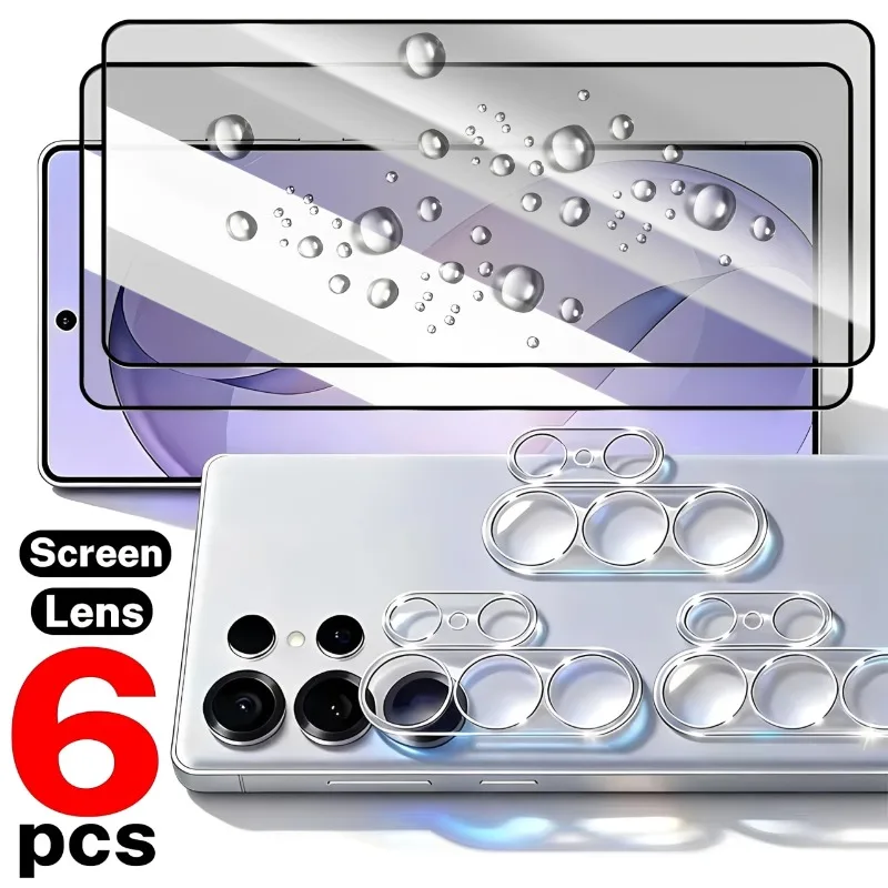 

Защитная пленка из закаленного стекла 6-в-1 для экрана и объектива Samsung Galaxy S26 Plus, ультра HD, прозрачная защитная пленка для экрана, защитная пленка для объектива, стеклянная крышка для объектива