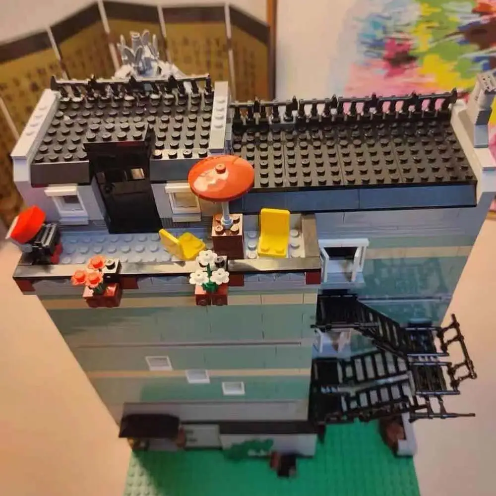 2462 Stück Expert Modular Street View Green Grocer Classic Apartments 15008 Bausteinspielzeug, kompatibel mit Modell