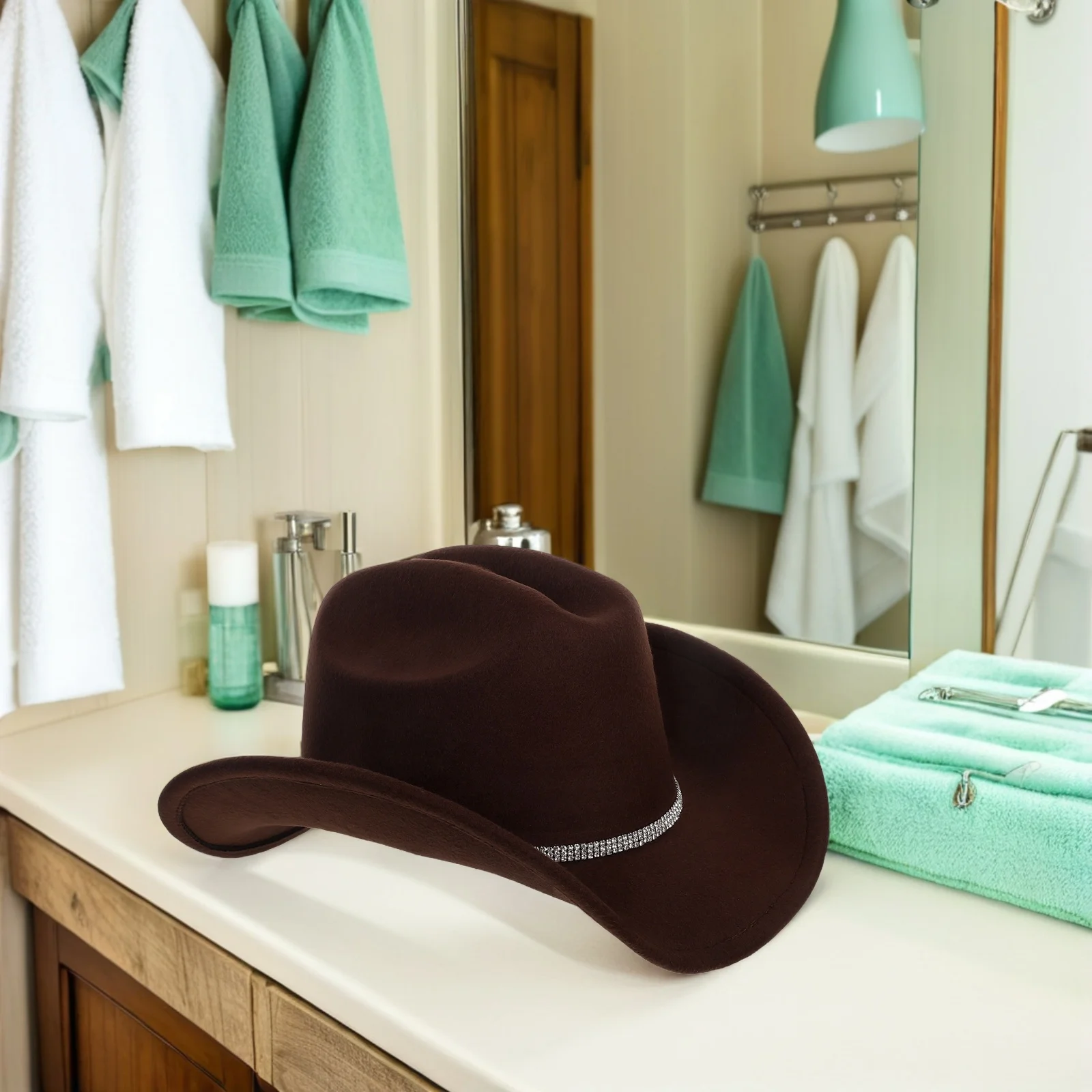 

Western Cowboy Hat Felt Country Brown Cowgirl for Women Men Lightweight Breathable Vintage Gangster Style Party Festival Banquet