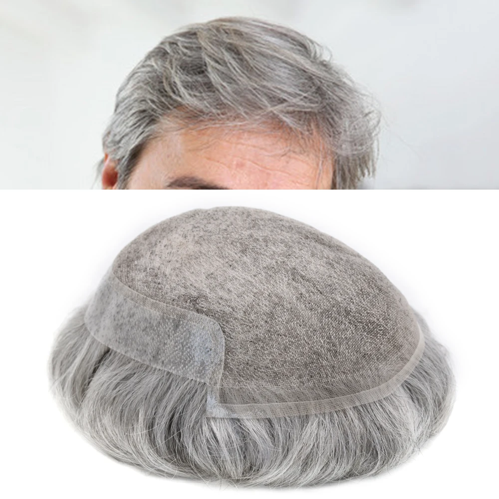 

Eeka Hair Remay Human Hair Prosthesis For Men With Gray Hair Breathable Lace Hair Systems With Bleached Knots Men Toupee