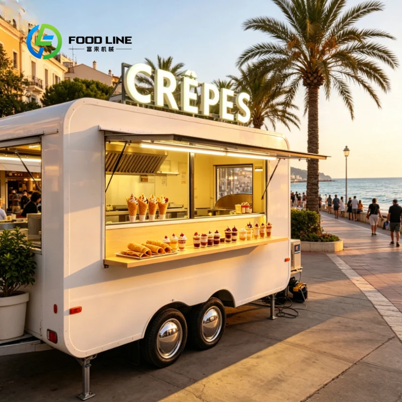 Customized Double Axle Mobile Food Cart Trailer, Outdoor Crepe & Beverage Truck for Carnival Fair Catering Event