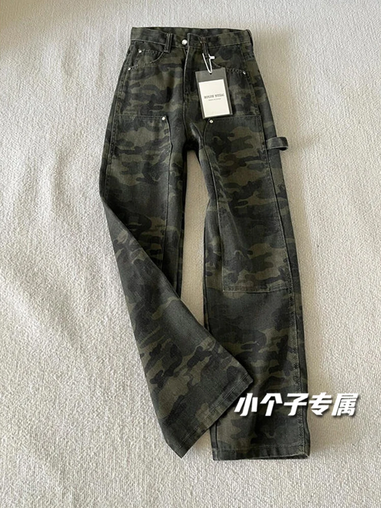 Women's Straight Jeans Elastic Woman Embroidery Floral Pattern Print Graphic Art Decoration Ladies Female Denim Trousers Fashion