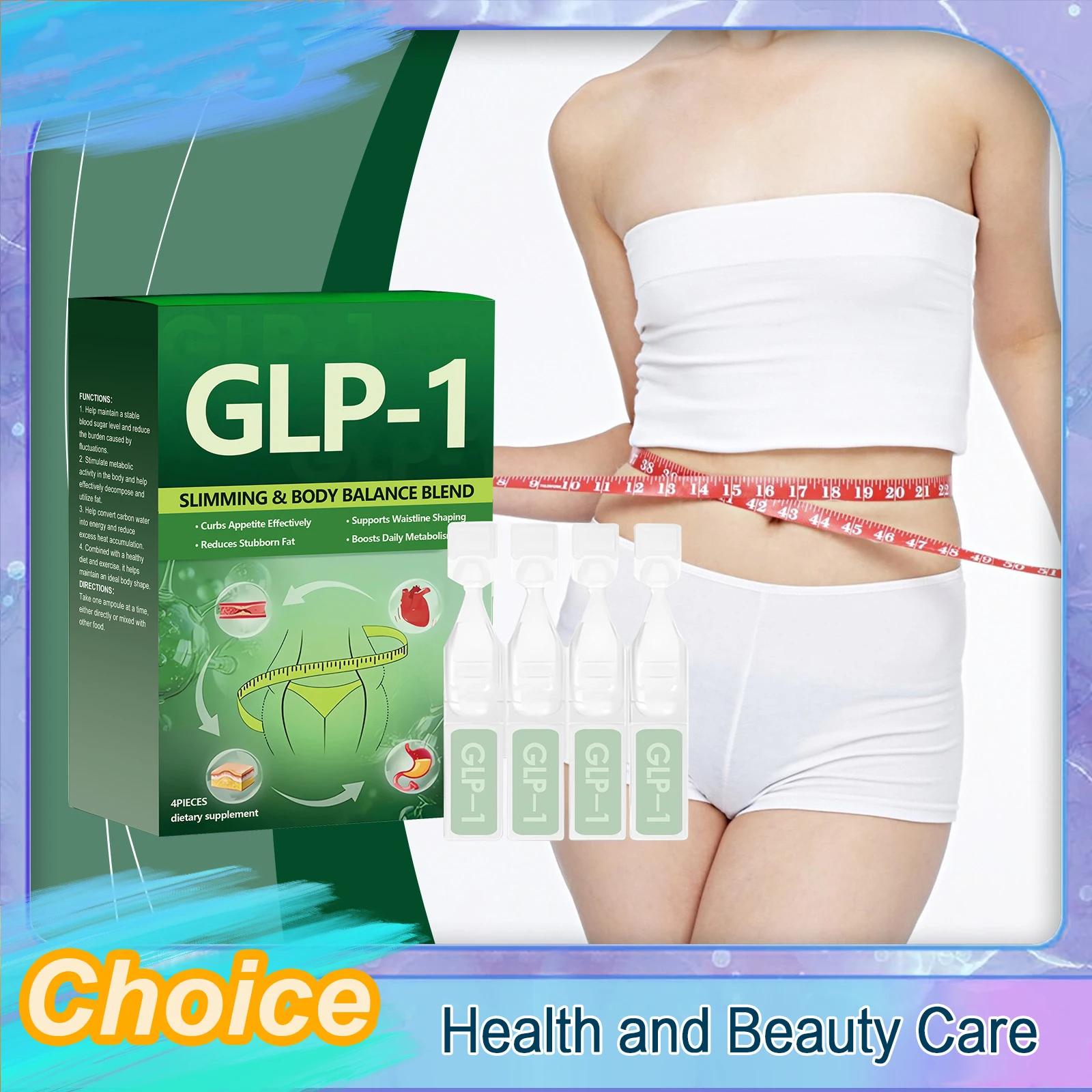 4pcs Fats Burning GLP-1 Weight Loss Slimming Drops Promote Intestinal Digestion Rapid Weight Loss Burn Fat Firm Skin Shaping New