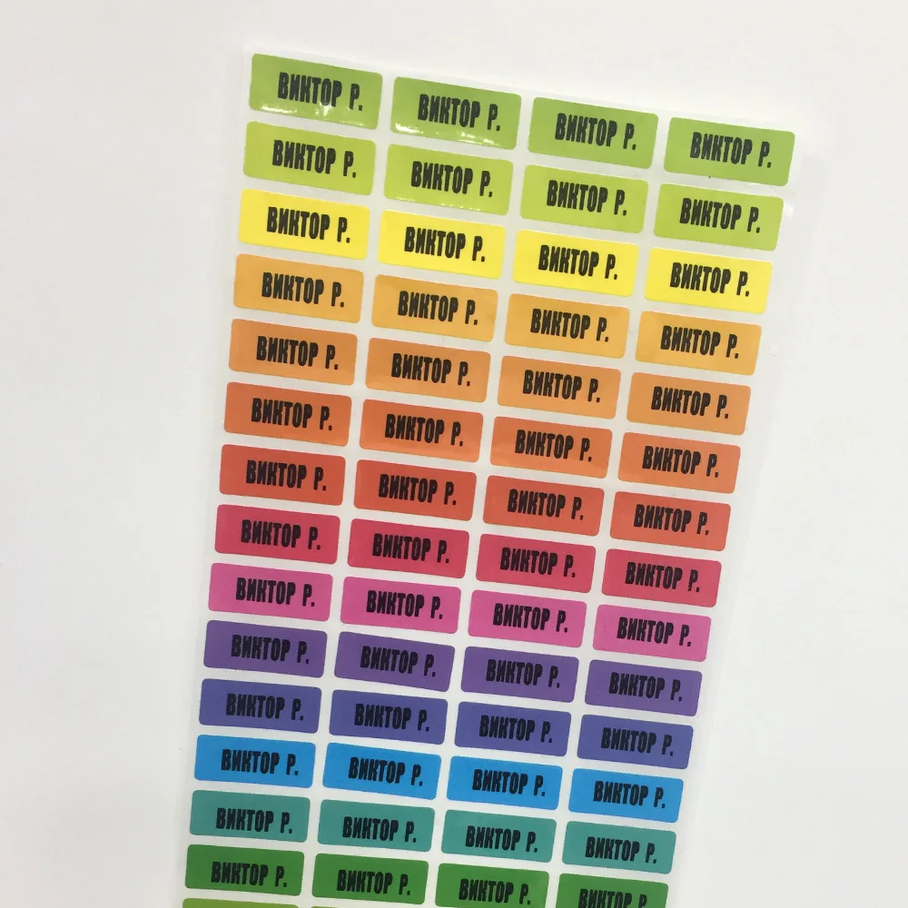 Regenbogen Farbe Custom Name Aufkleber Mädchen Multicolor Wasserdichte Persönliche Tag Etiketten Kinder Sammelalbum Schule Schreibwaren Set