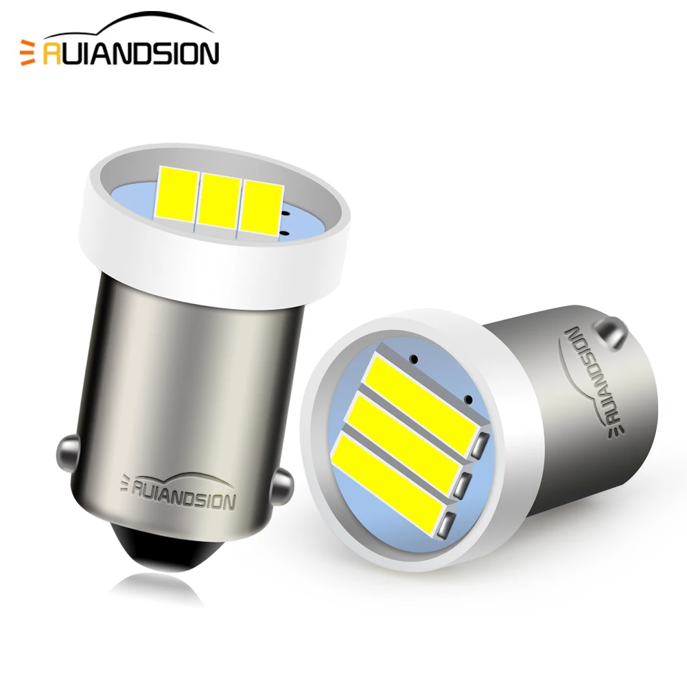 

2 шт. BA9S LED 3SMD 7020Chip Light Белые фонари Автомобильный багажник Запасные дверные лампы Внутреннее освещение Лампа 6 В 12 В 24VNon-Polarity Fit Auto