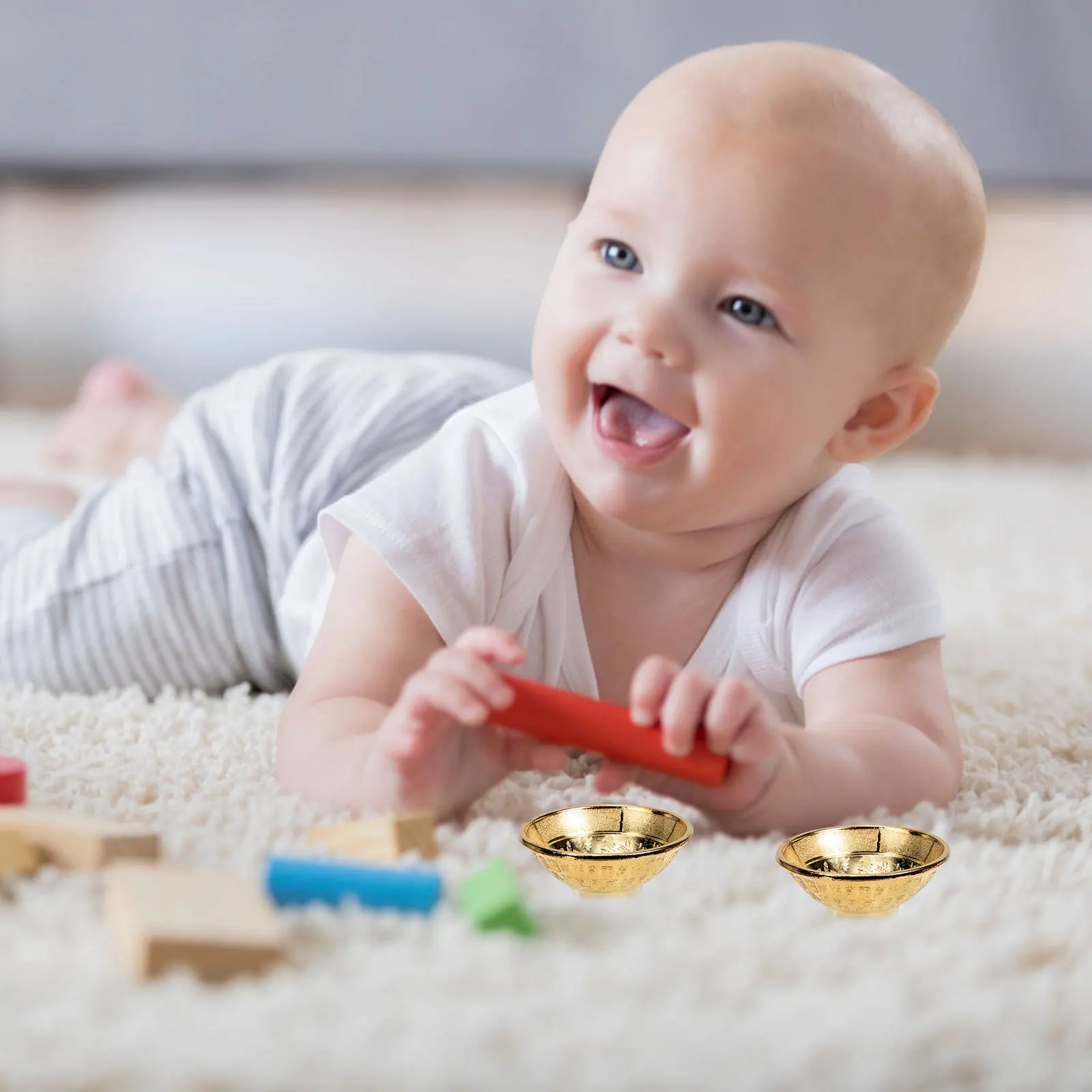 

Mini Bowl Golden Zhuazhou Present One Year Birthday Gift Delicate Pattern Shining Zine Alloy Ornament Mini Bowl