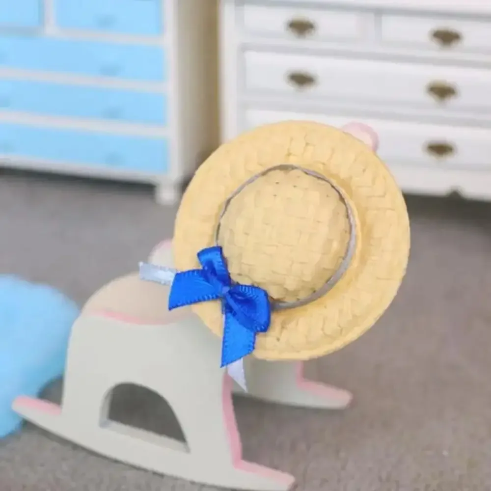 مصغرة الحجم بيت الدمية مصغرة اليدوية تصميم القش المواد دمية القش قبعة DIY بها بنفسك حماية الشمس دمية قبعة واقية من الشمس #4