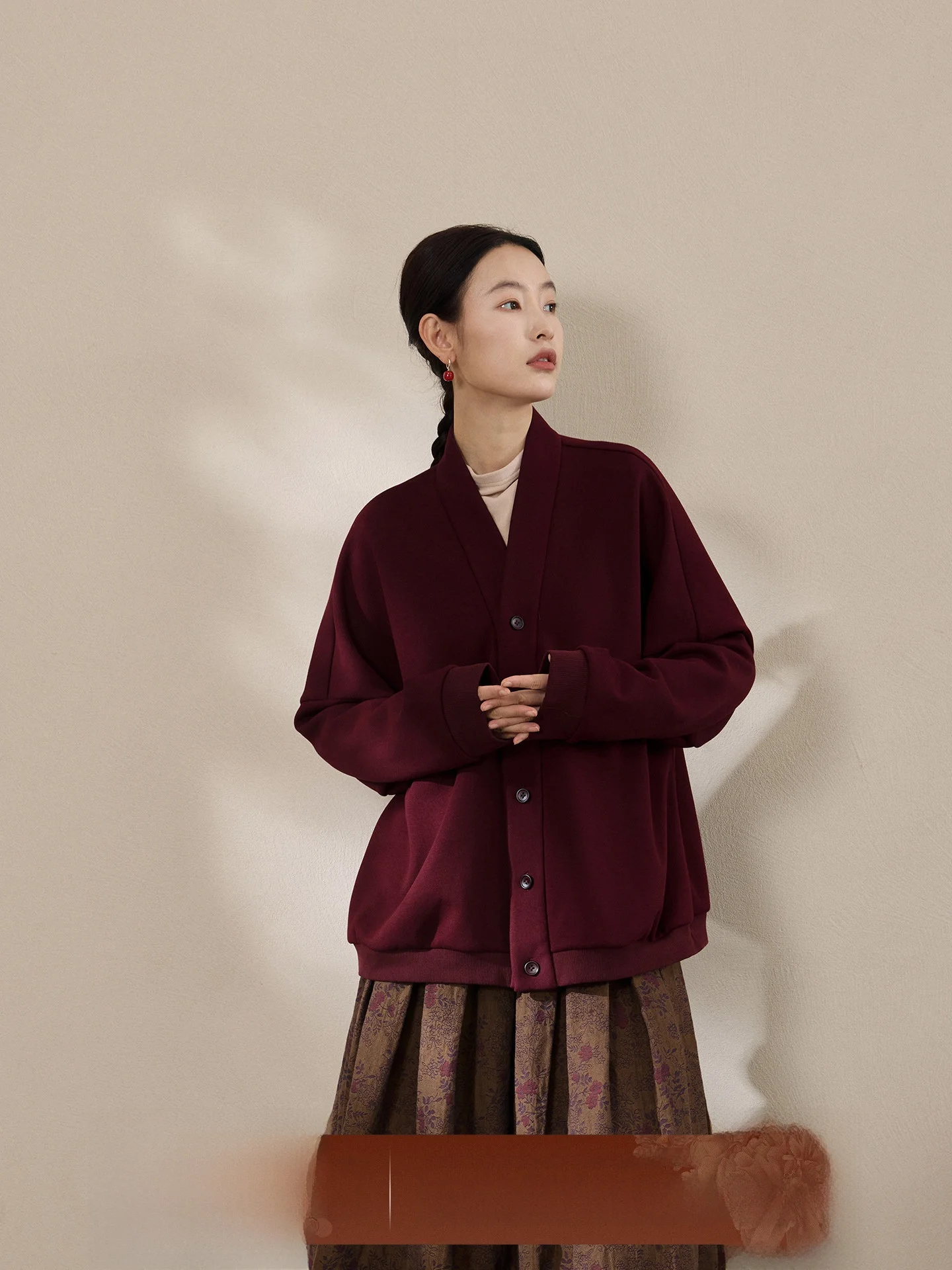 

Charming Yuyue Original Long Velvet Cotton Cool Silk Cotton Blend Retro Loose Casual Open-Front Sle Women's Jaet