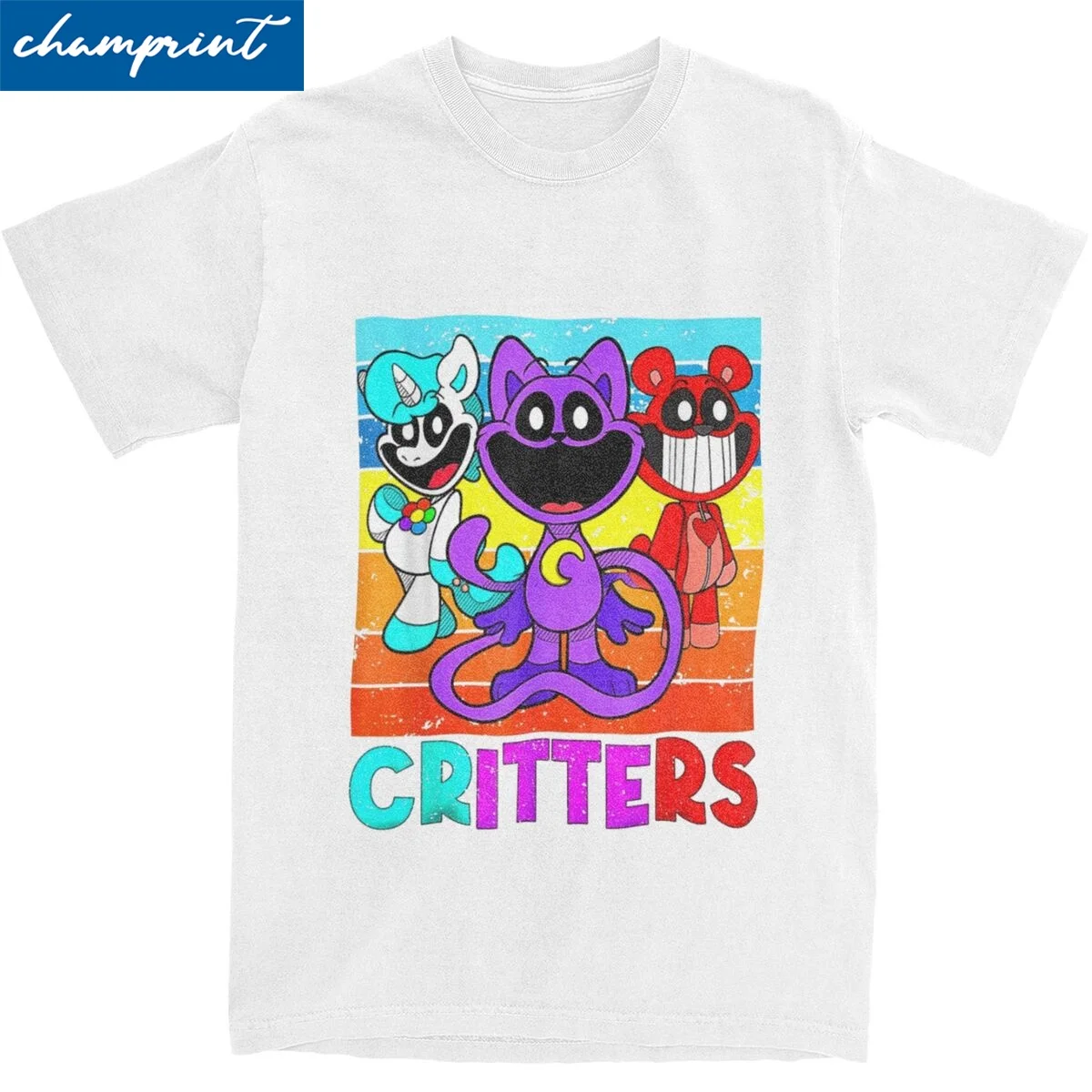 Funny Smiling Critters Catnap Dogday Rainbow Catnap Tshirts Men Cotton Tops Ullzang O-neck Short Sleeve