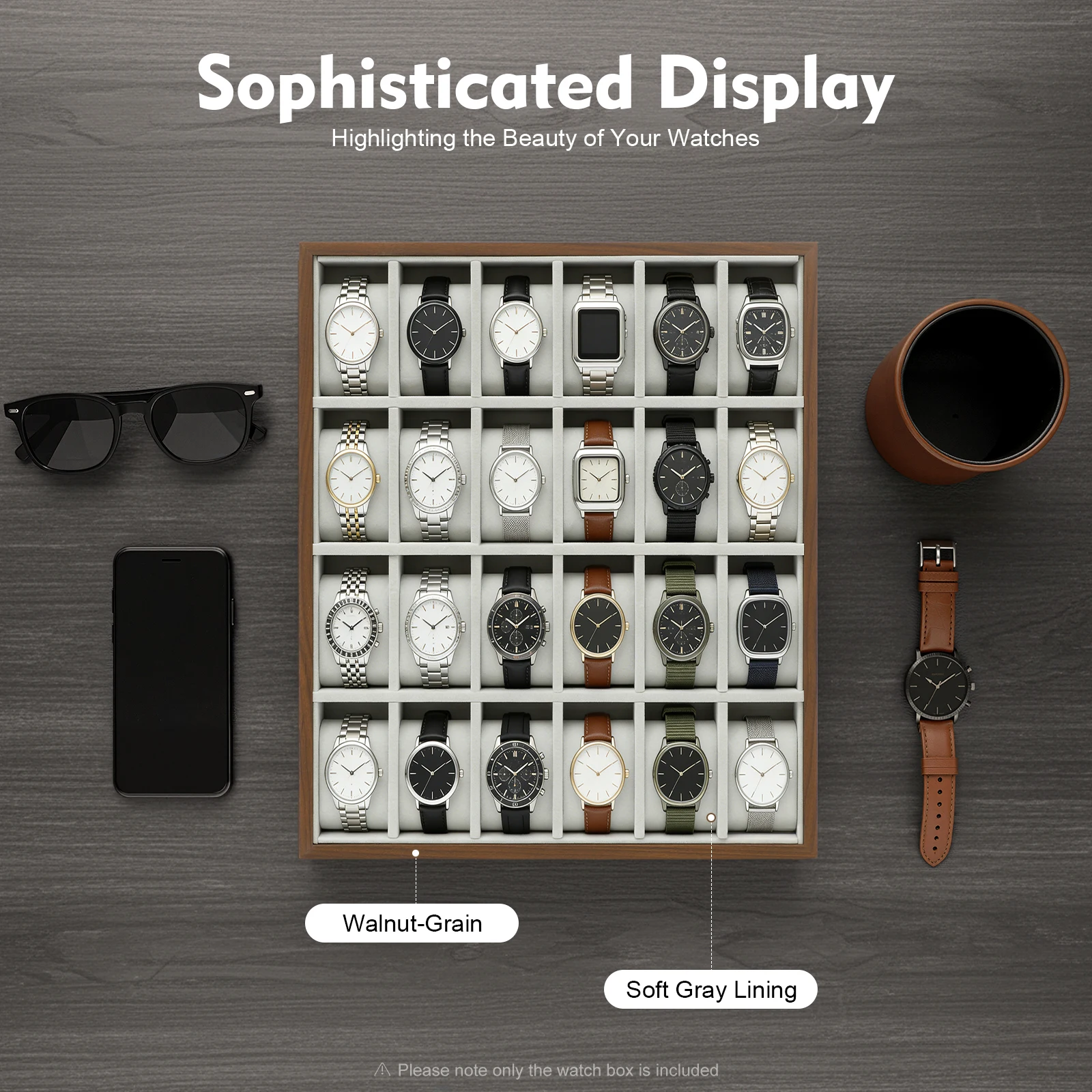 24 Slot Watch Box Organizer wi - Jewelry Store Mens Watches ulasan dan harga