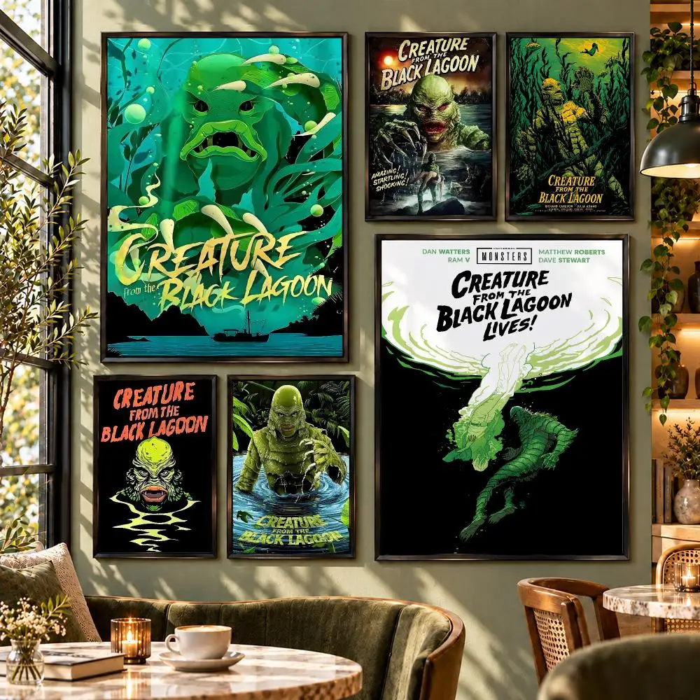 Movie Creature From The Black Lagoon Poster HD Self Adhesive Wall Decor for Bedroom Dorm Room Office Gaming Room Gift