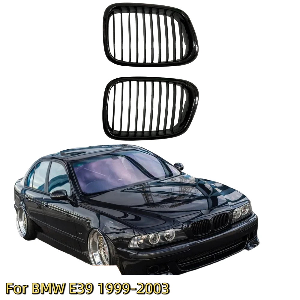 

2PCS Front Hood Kidney Grill Grilles Gloss Matte Black For BMW E39 525 528 530 535 M5 1997-2003 Exterior Decoration Accessories