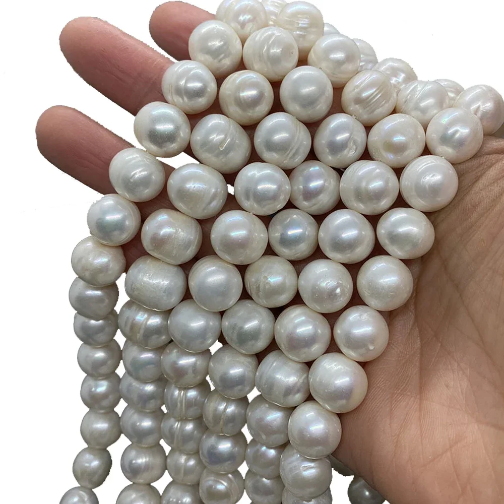 

100% Natural Freshwater Pearl Beads Grade A 9-12mm Nearly Round Bead for DIY Jewelry Making Earring Necklace Punch Loose Spacer