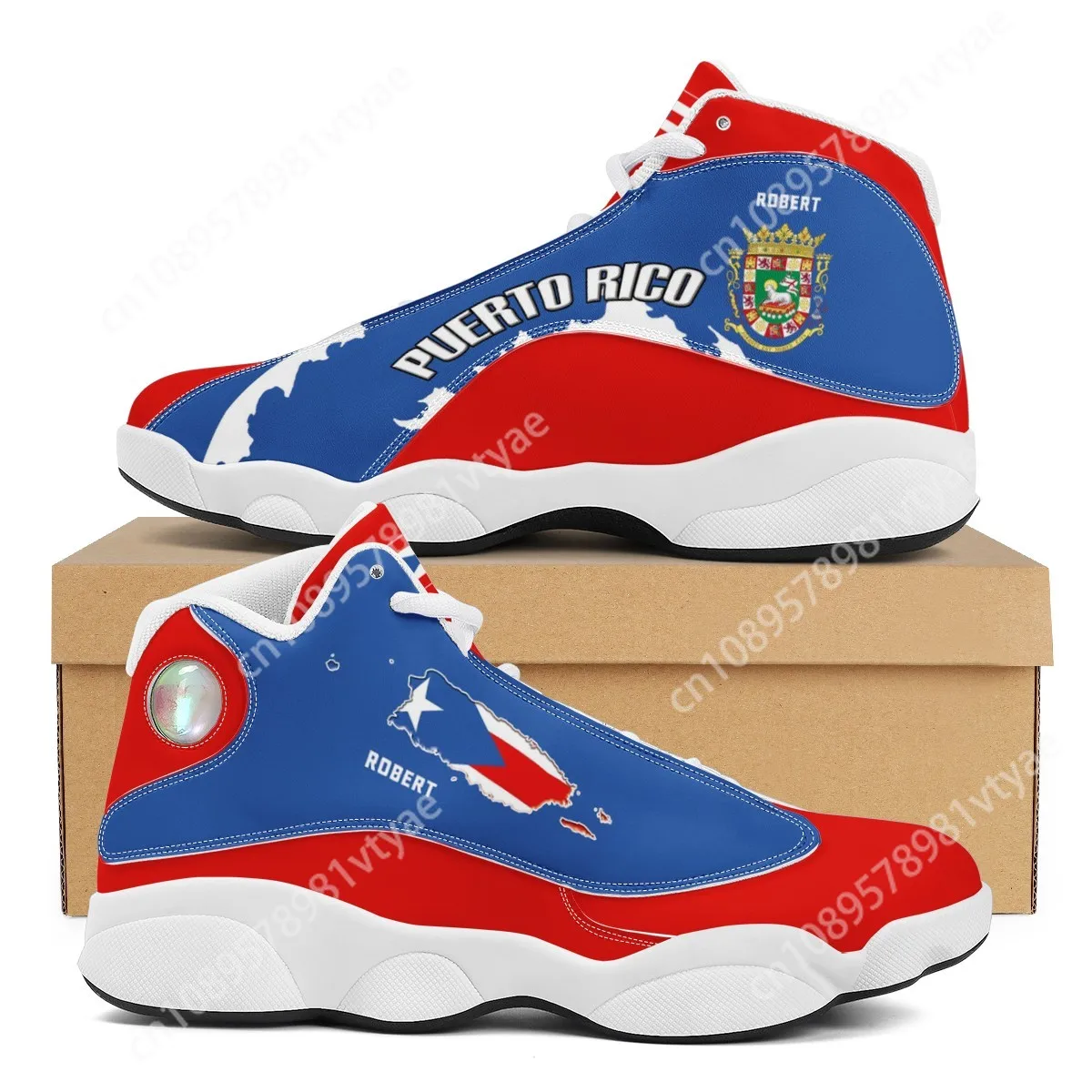 Zapatillas de baloncesto con estampado de bandera de Puerto Rico para niños, zapatos de tenis POD para hombres y adolescentes, regalo personalizado, zapatos para correr, envío directo