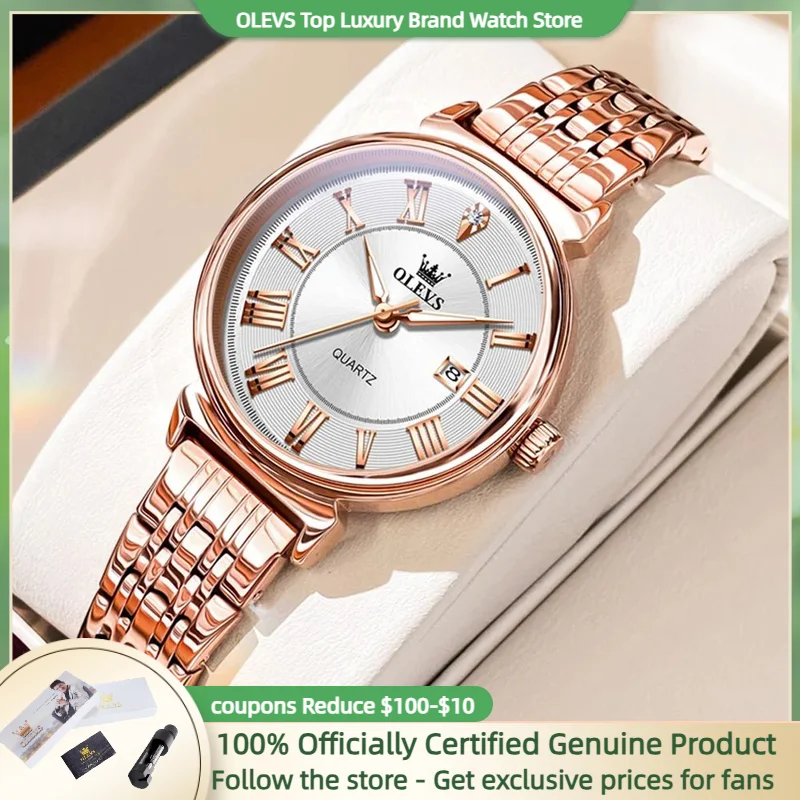 OLEVS orologi da donna semplice moda di lusso elegante orologio da polso femminile impermeabile data luminosa regalo squisito per ragazza