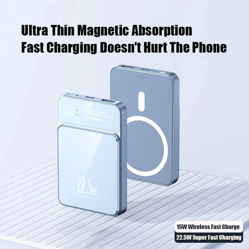 باور بانك بسعة 100000 مللي أمبير في الساعة، باور بانك مغناطيسي لاسلكي 22.5 وات فائق السرعة للشحن لهاتف آيفون 12-17 وسامسونج #5