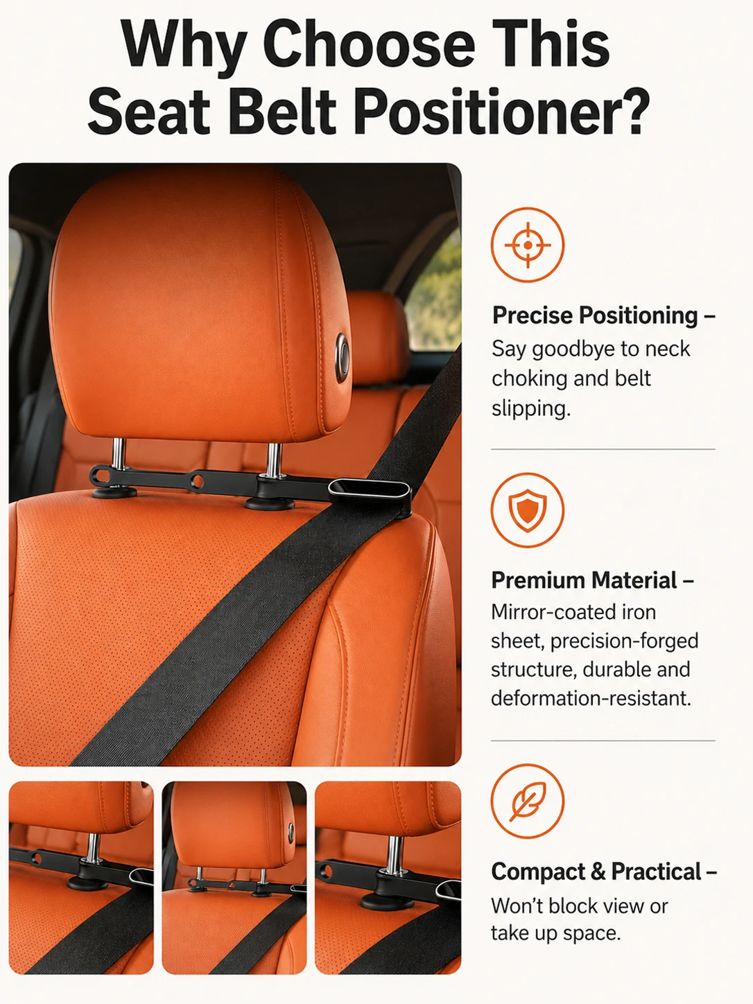 Universal Car Seat Belt Adjuster Clip, Anti-Choking Shoulder Belt Positioner & Holder, Seatbelt Guide for All - Prevent Neck Rub