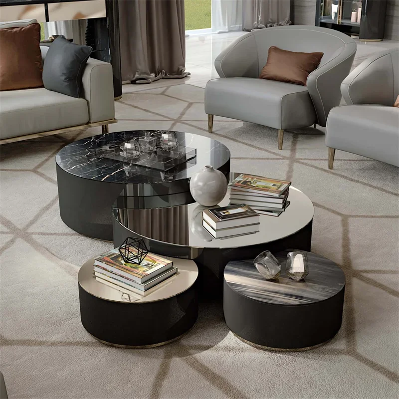 

Minimalist Round Nesting Marble Coffee Table Living Room Italy Design Coffee Tables Aesthetic Center Meubles Home Furniture