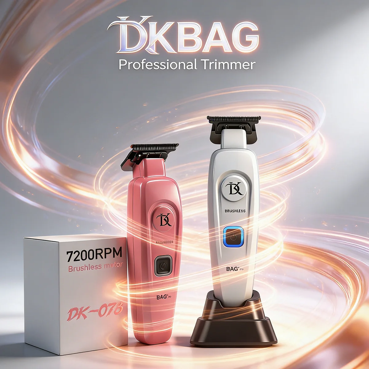 DKBAG Professional Hair Trimmer For Men 7200Rpm Brushless Motor Powder Metallurgy Steel Fixed Blade All Metal Body Dock Charging
