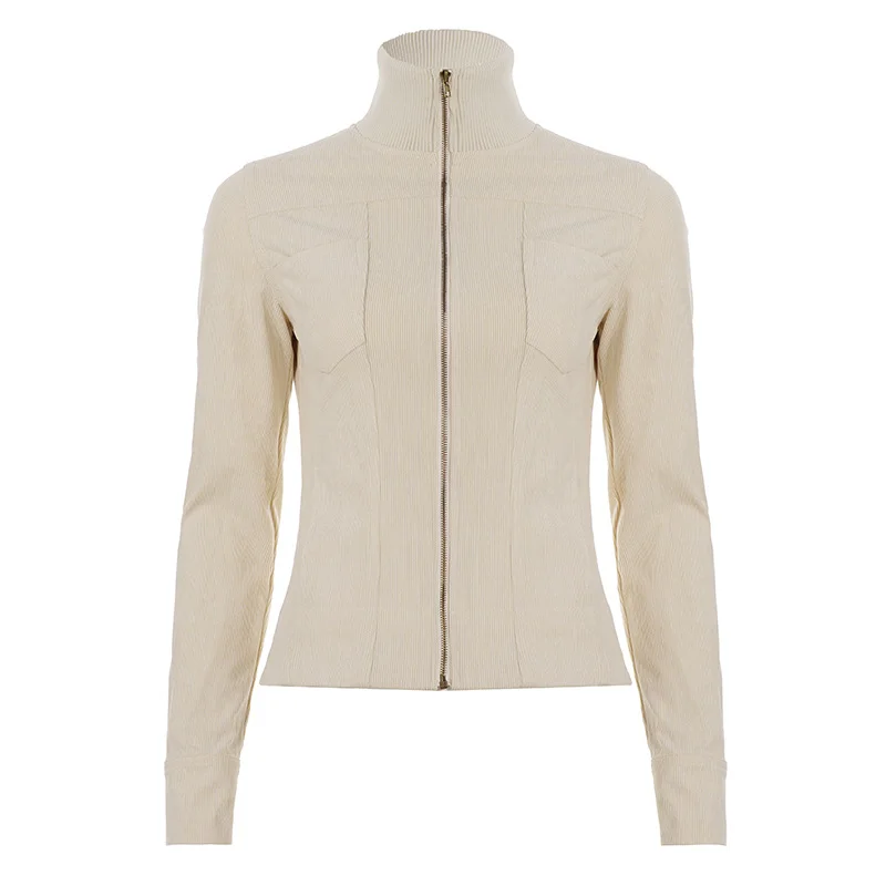 

Street Style Pocket Splicing Workwear Jacket, 2025 Autumn And Winter New Item, Solid Color Lapel Zipper Casual Jacket