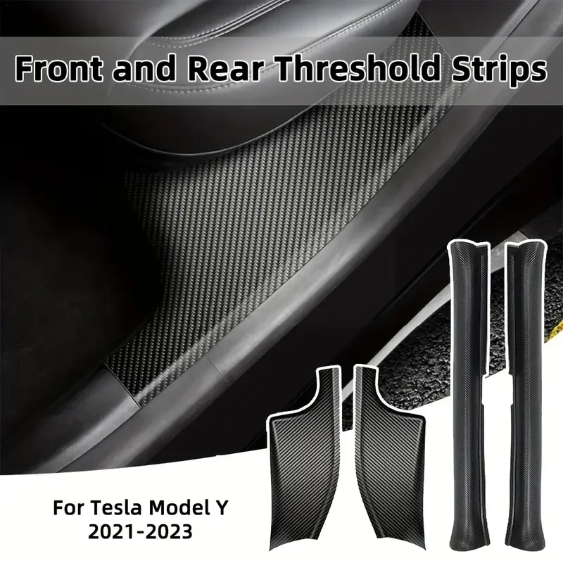 

Front & Rear Door Sill Guards For Tesla Model Y ABS Inner Protector Cover Plate Trim Anti-Dirty Bumper Welcome Pedal Kick Pad