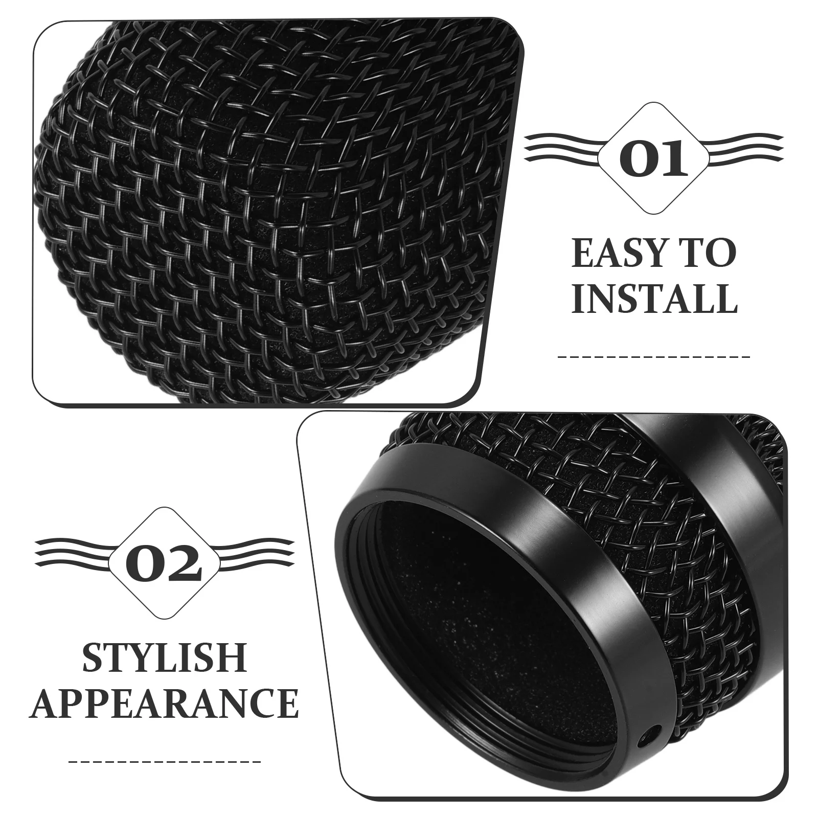 

Metal Mesh Microphone Grill Cover Replacement Set for Mic Protection and Anti-Interference Design for Stage