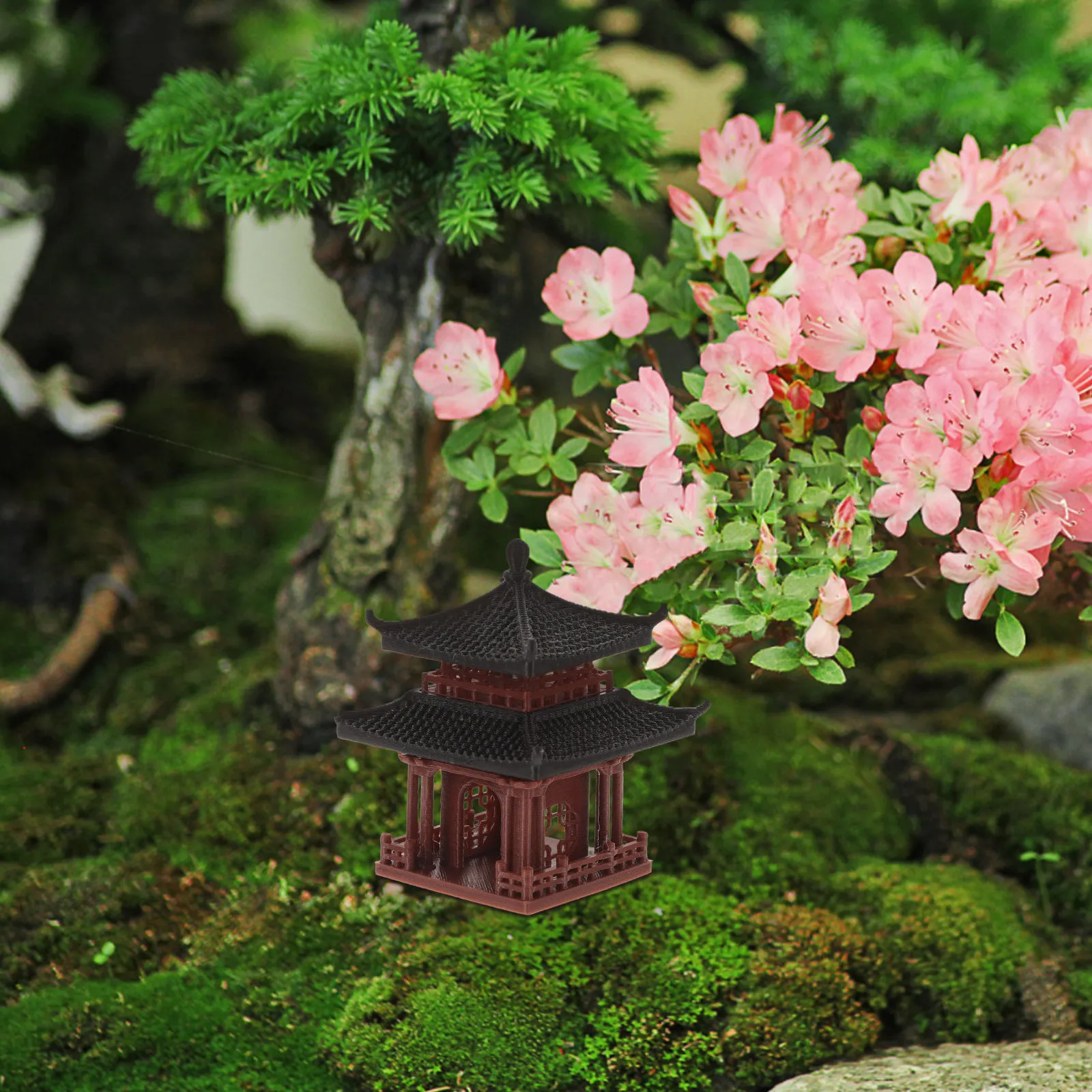 Mini Bonsai Zen Garden - Mini Brown Pagoda Garden Statue Handcarved
