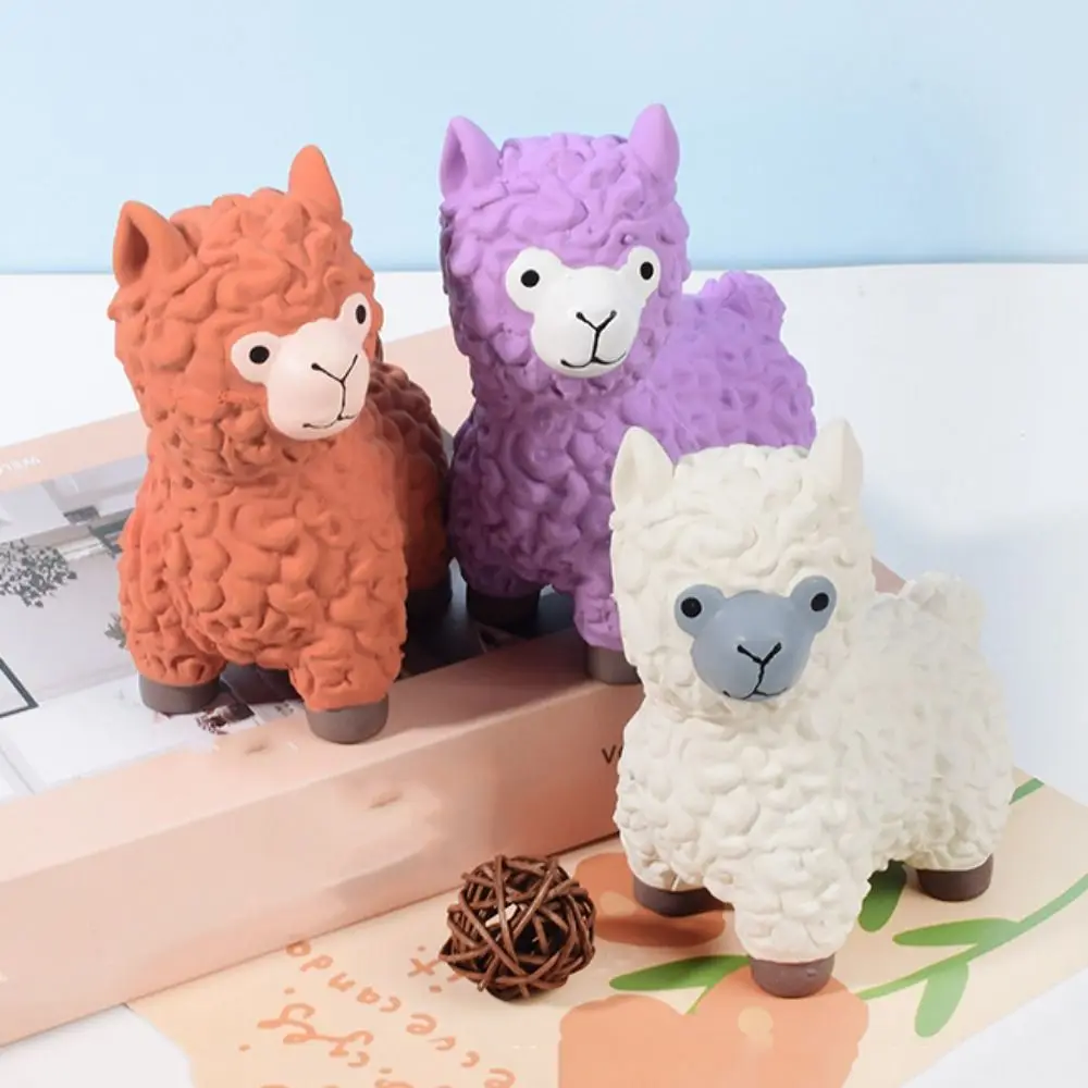 Cão dos desenhos animados látex mastigar brinquedo alpaca forma resistente ao desgaste cão estridente brinquedo mordida resistente animal de estimação som brinquedo de moagem de dentes de estimação