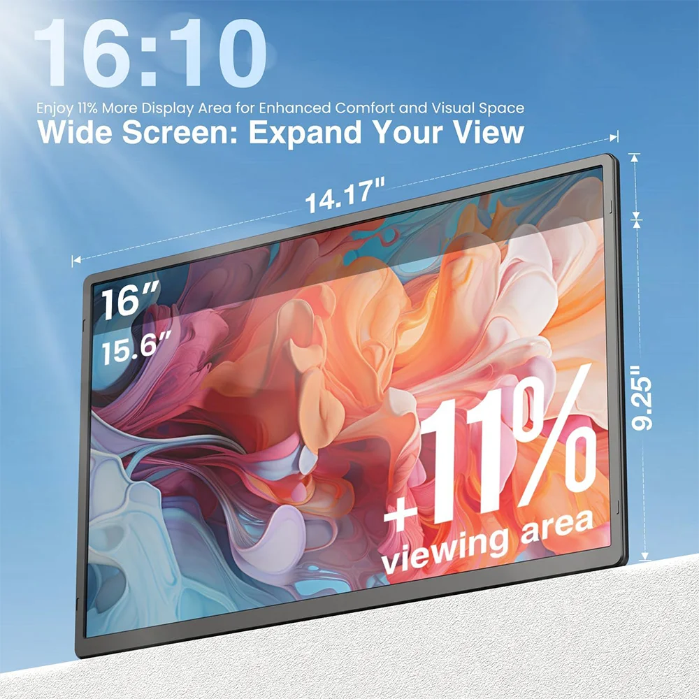 Laptop Screen Extender 16 Inch 1200P Portable Monitor for Laptop Plug & Play Enhanced Productivity with H5 Cable