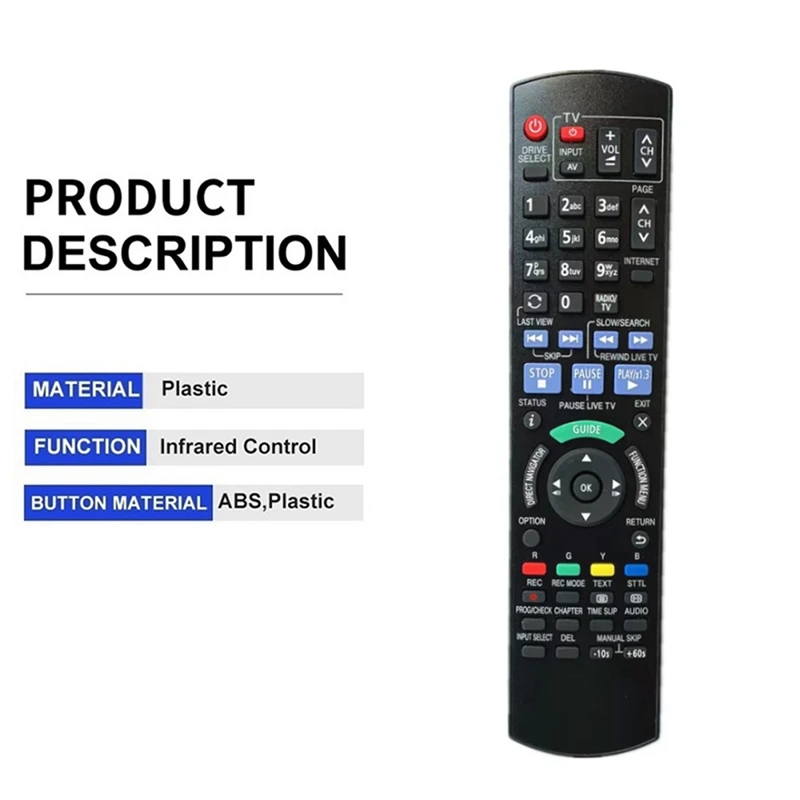 Remote Control N2QAYB000980 Replacement For Panasonic Blu-Ray Disc DVD Player HDD Recorder N2QAYB000611 N2QAYB000755