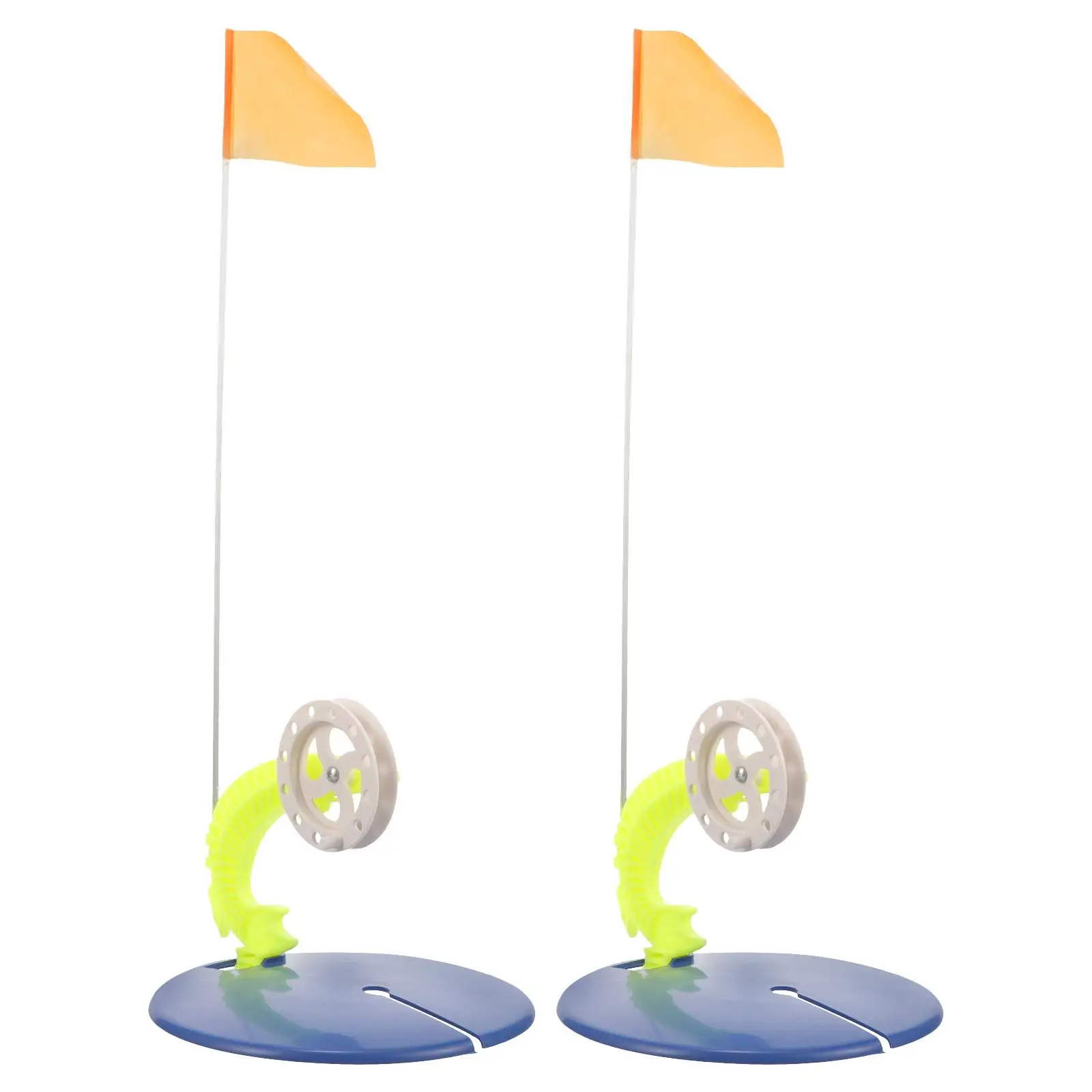 2 Pcs Fishing Ice Flag Portable Banner ABS Angling Supplies Fluorescent Yellow No Hook Line Stable Outdoor