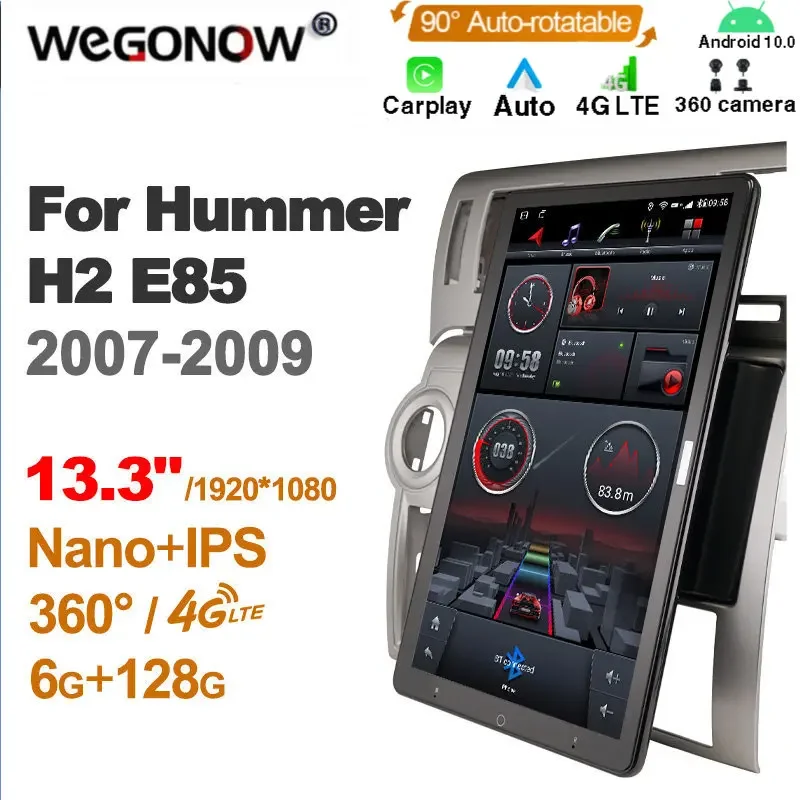 

1920*1080 Nano Ownice Android10.0 для Hummer H2 E85 2007-2009 автомобильное радио Видео Аудио 13,3 дюймов IPS вращающийся 360 6G 128G Тесла стиль