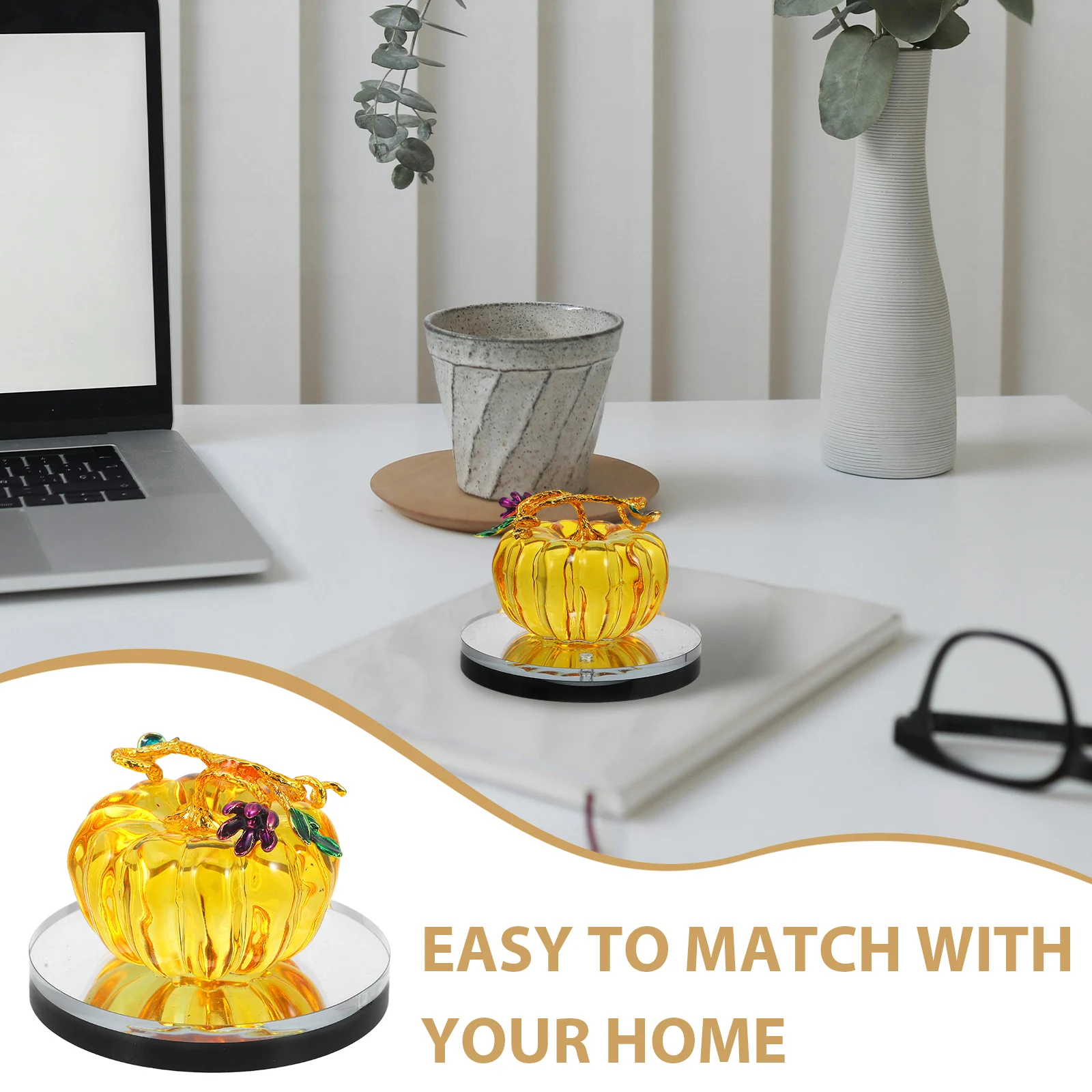 

Crystal Pumpkin Decor Small Crystal Adornment Exquisite Details Home Office Party Halloween Table Desktop Ornament