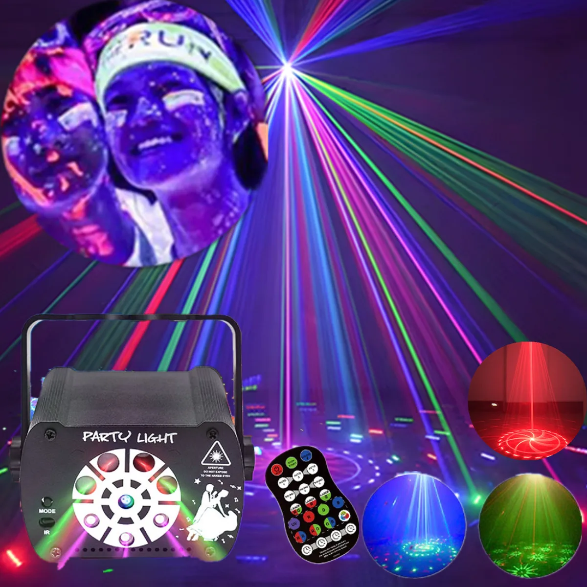 8穴3in1uvディスコdjパーティーライトステージレーザーライトプロジェクションライト家族の誕生日クリスマス装飾雰囲気ライト
