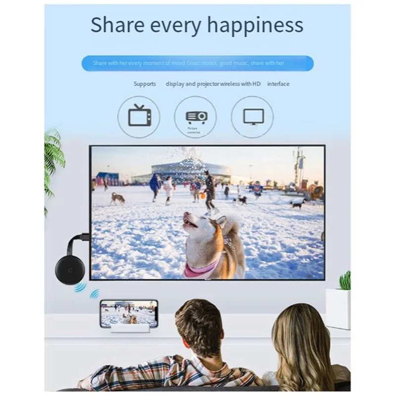 【B89E】2X Adaptador de exibição sem fio Wifi Tela fundida Espelhamento Media Streaming Receptor para telefone/PC para exibir projetor de TV