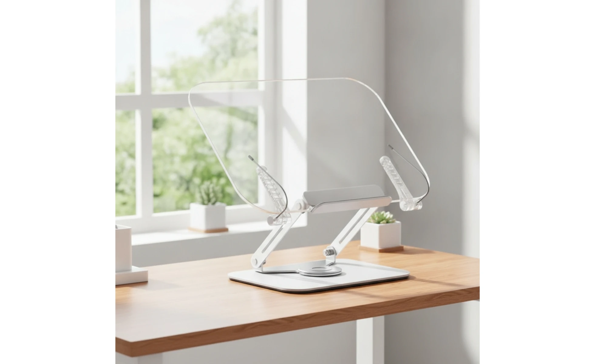 Clear Book Holder with Adjustable Arms Transparent Acrylic Reading Stand Book Stand with Page Clips Slanted Desk Accessories